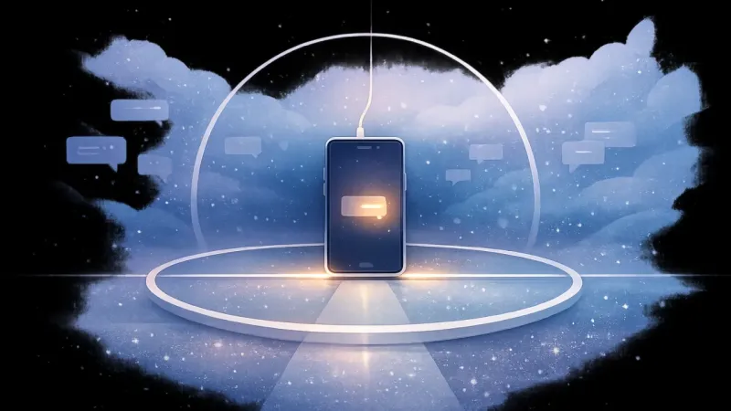 the smartphone aligned with one chosen reply window inside a quiet boundary ring The Line of Chosen Timing