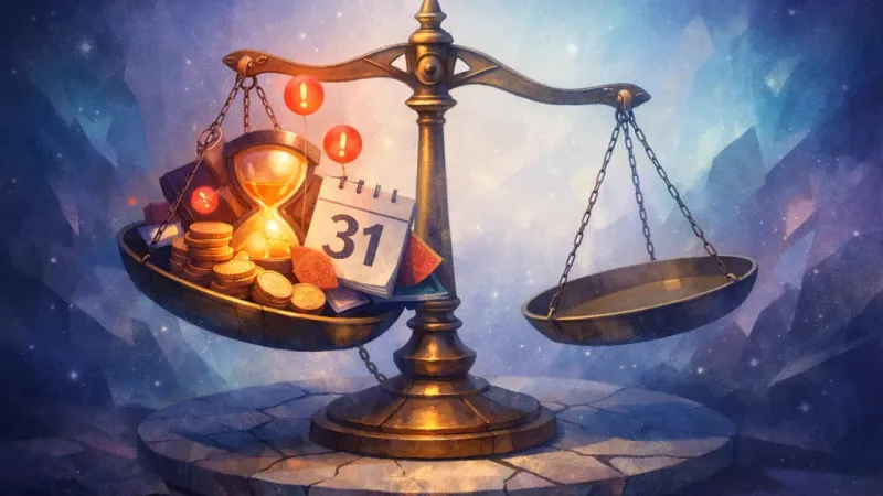 A balance scale stays permanently tilted while the phone, calendar, and money all keep landing on the same side. The Trap of Equal Weight