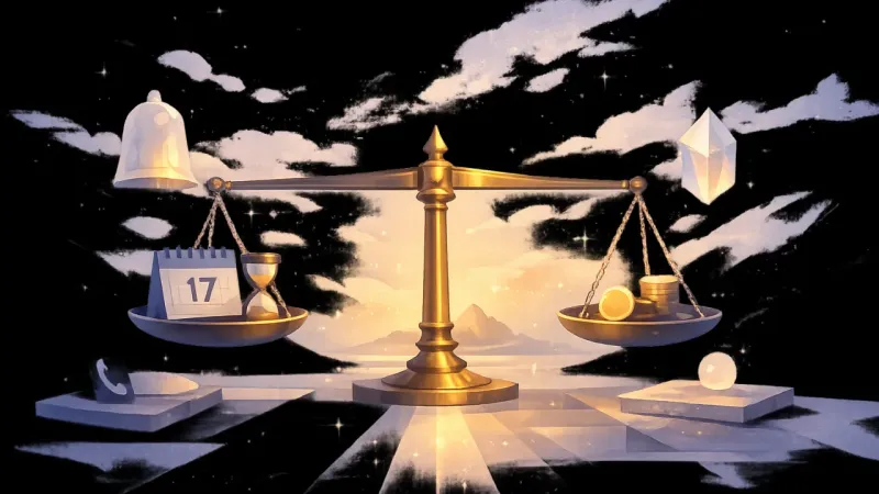 The scale is finally readable, with a level beam that separates now from later. The Measure of Enough