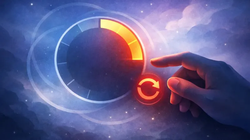 a finger paused just above a reset icon The Reset Reflex