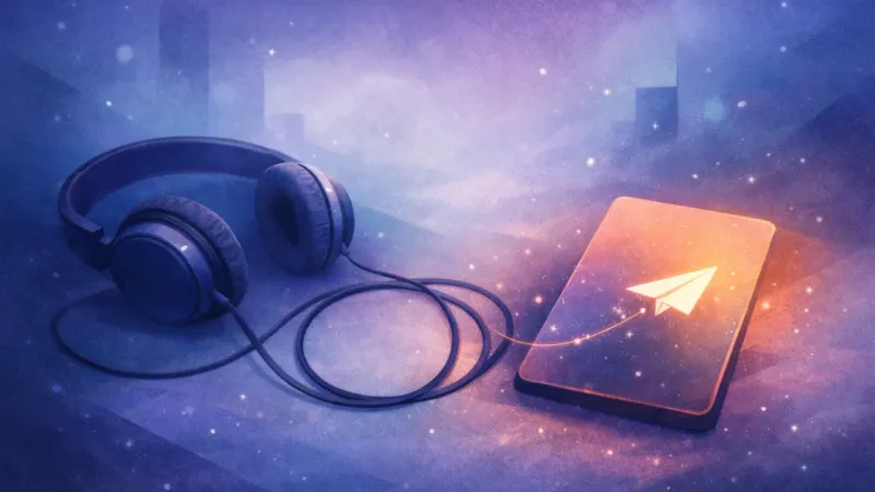 a headphone cord shaped like a near-replay loop beside an unpressed send icon When a Playlist Becomes a Pause Button