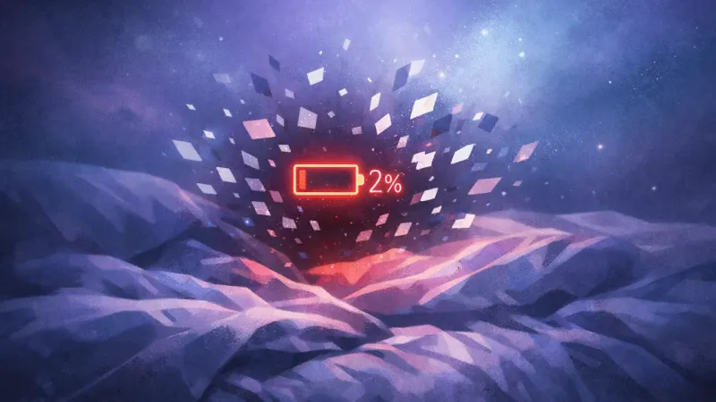 a red 2% battery symbol surrounded by a swarm of tiny tabs Burnout Triage at 2%