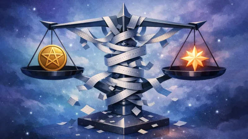 two different symbols kept exactly equal by a tight, mirrored mechanism The Perfect Comparison Loop