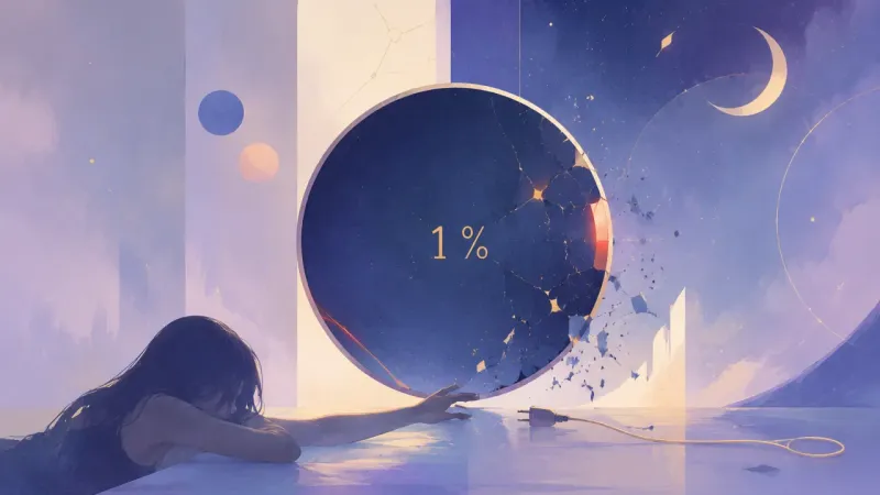 a 1% battery icon surrounded by tiny, insistent notification dots When Your Life Is Running on 1%
