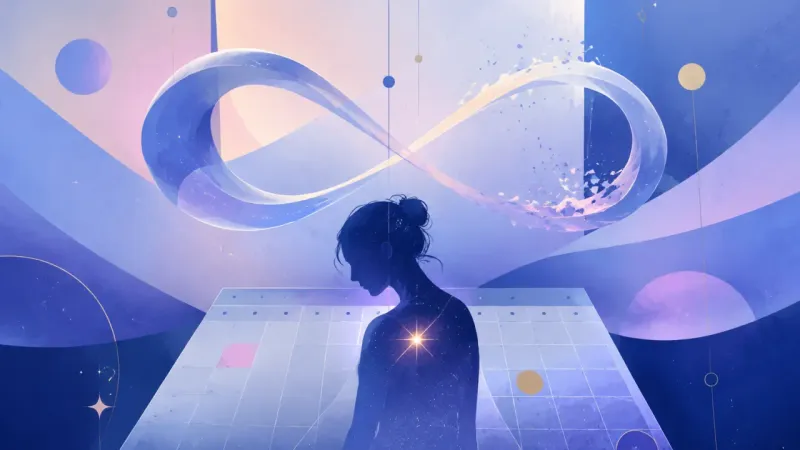 an infinity-loop handle hovering above a calendar grid The Reflexive Yes