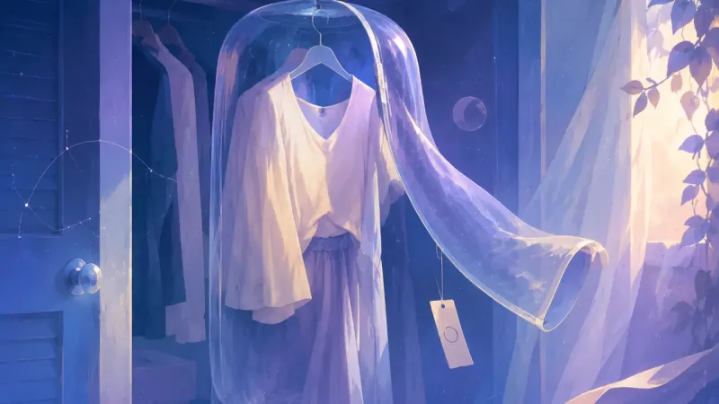 one opened seam creating a clear exit line while the garment’s drape becomes the new “proof” The Practice of Being Seen