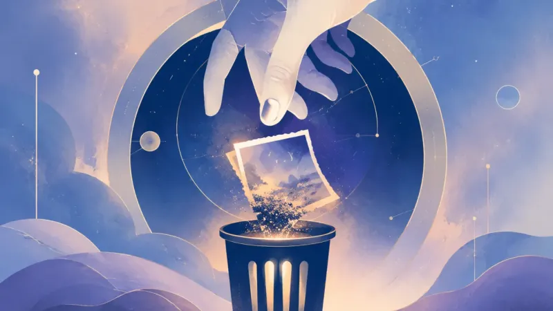 a hovering thumb above a glowing trash-can icon The Hover Before Delete