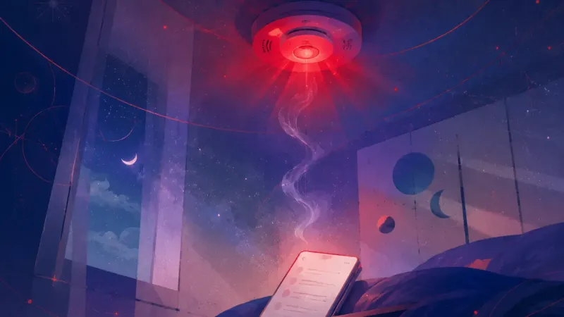 red strobe pulses echoing across the reopened message screen The Burnt-Toast Siren