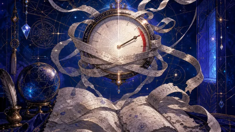 the trembling needle held near the red edge by looping draft-ribbons that keep re-winding The Background Trial