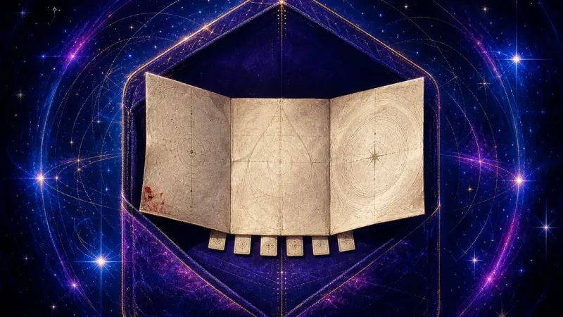 the same note opened into clear panels beside a row of checkpoint tabs The Measured Unfolding