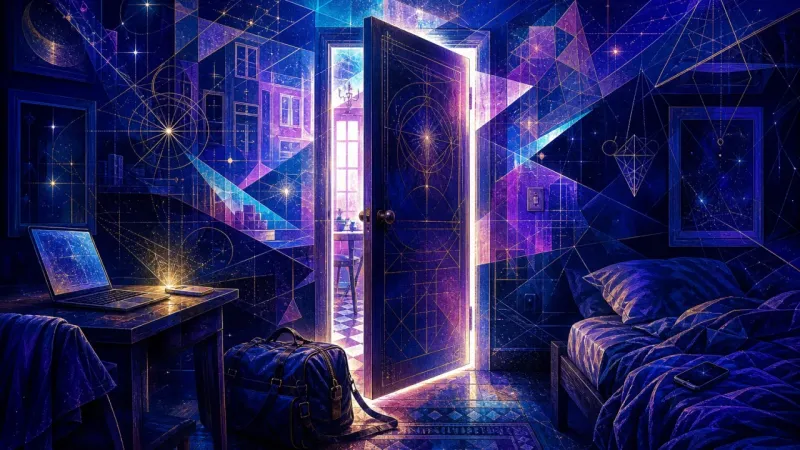 one doorway overprinting the apartment with a second invisible household The Room That Came Home