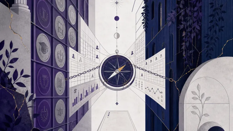 a trembling needle pinned between two equal academic pulls The Threshold of Equal Pulls