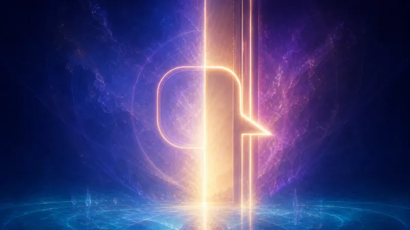 a single direct chat bubble aligned with one warm vertical channel The First Plain Signal