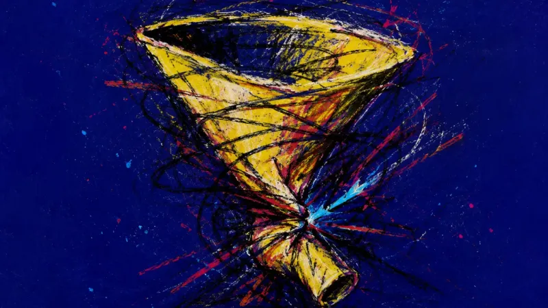 Choked Channel A distorted funnel choked by tangled marks, representing the pressure and self-silencing around