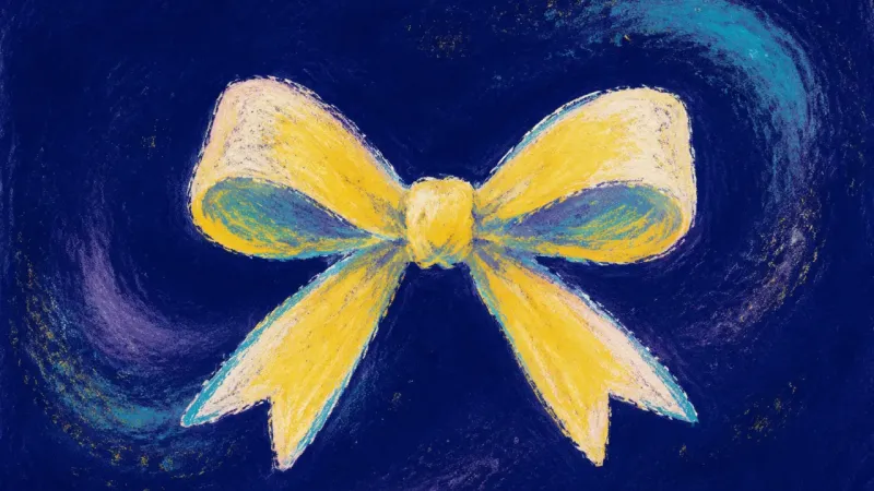 Open Exchange A gift bow reopened into a balanced shape, symbolizing the ease of naming one small birthday wish