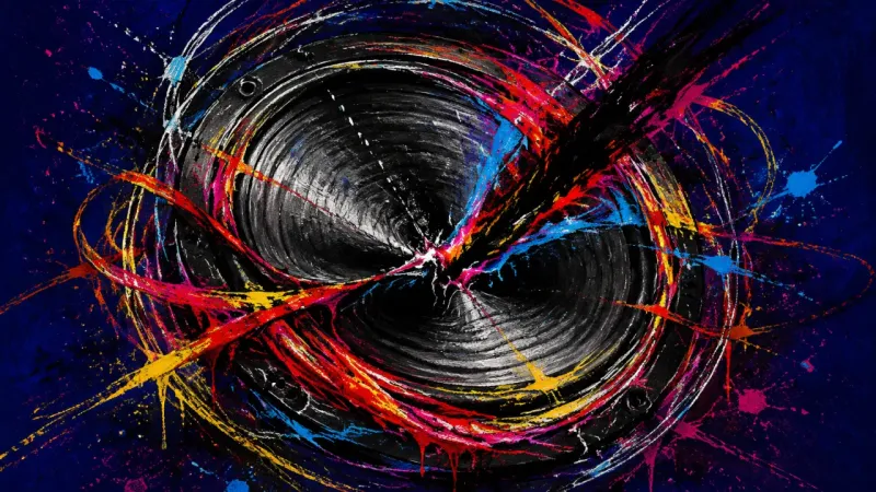 Echo Under Pressure A warped speaker cone trapped in dense looping marks, representing grief, intrusive replay, and life