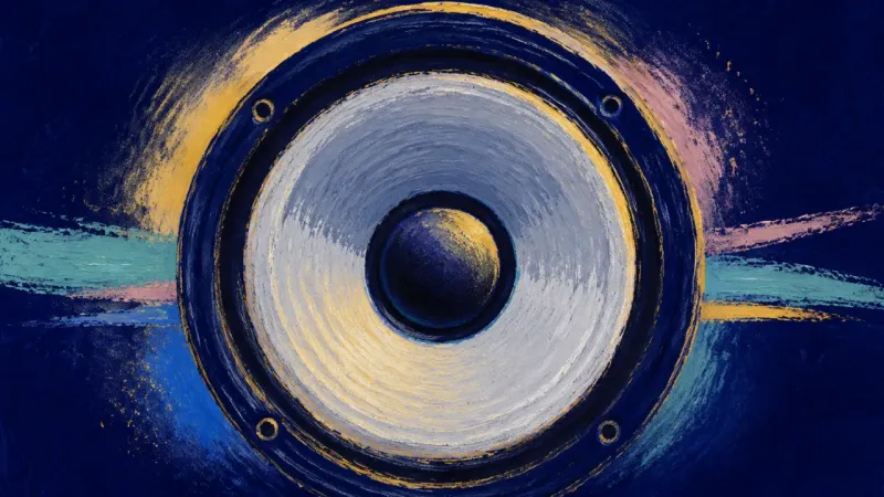 Steady Frequency A restored speaker cone with calm, balanced contours, representing reparenting, self-trust, and a s