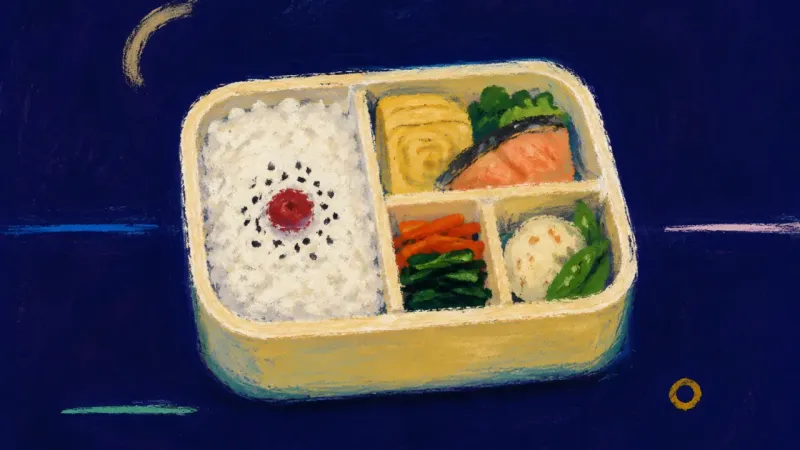 Room to Reset A bento box reopened into calm, even compartments, representing protected recovery time, growing sel