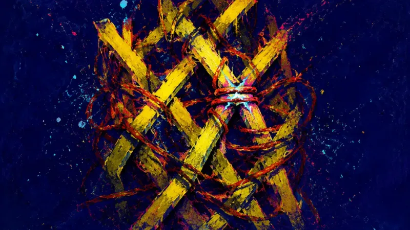 Choked Trellis A trellis bent inward and tangled shut, representing anxiety, self-protection, and effort pulled aw
