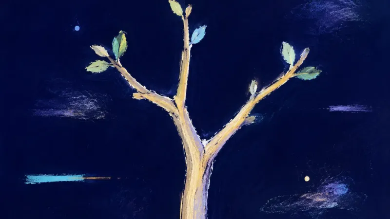 Chosen Growth A pared-back branch with restored balance and open structure, representing selective commitment and