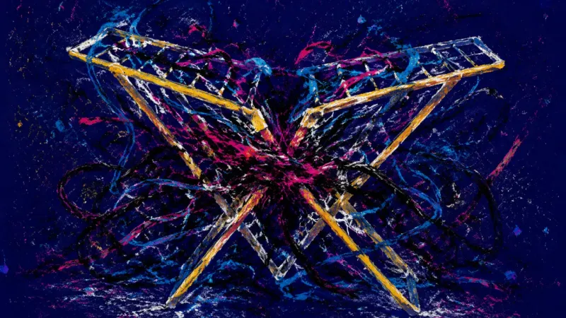 Folded Against Itself An abstract image of future-lock anxiety, where a practical home decision collapses into pressure,
