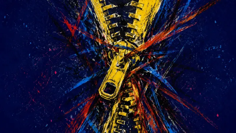 Jammed Seam A zipper caught in a severe jam, representing Sunday-night overplanning and the pressure to control