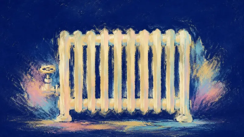 A restored radiator with even spacing and calm order, symbolizing loneliness settling into grounded