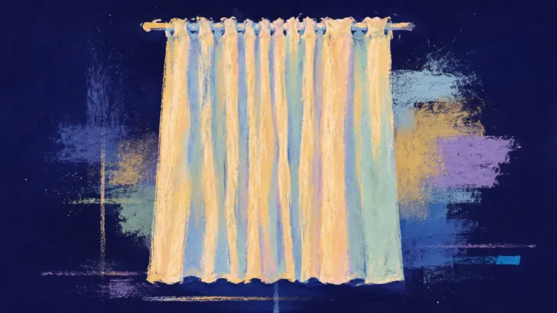 Unscripted Fold A curtain released into even folds represents self-trust returning, allowing warm, selective, and m