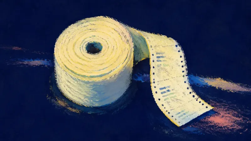A receipt roll resting in a clean measured spiral, showing mutual effort, steadier trust, and reստ