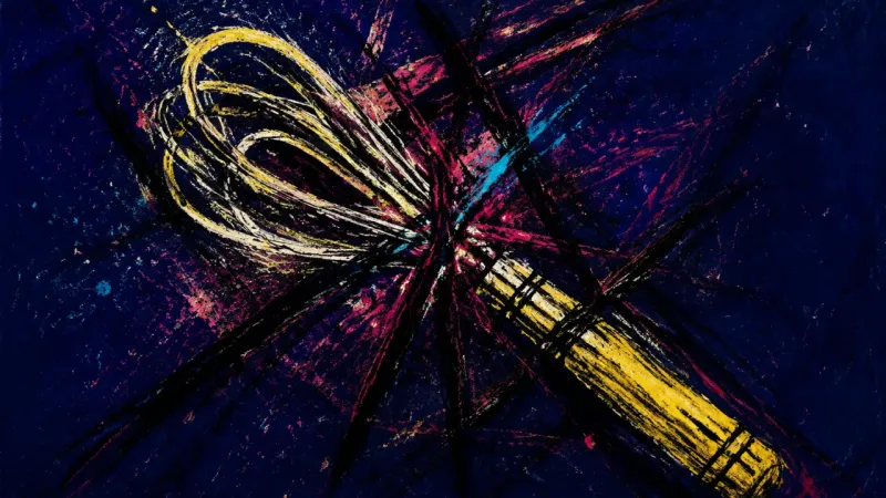 Crushed Loop An abstract representation of outsider freeze at a group dinner, showing self-consciousness, overcon
