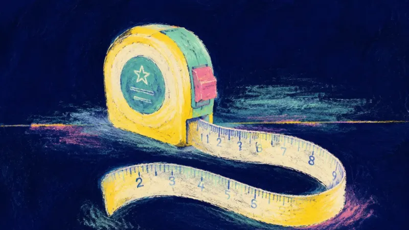 An abstract measuring tape calmly extended into order, expressing self-respect and a grounded way of