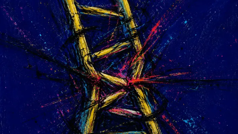 Crushed Rungs A distorted ladder tangled in dense marks, expressing deadline-driven housing choice paralysis and