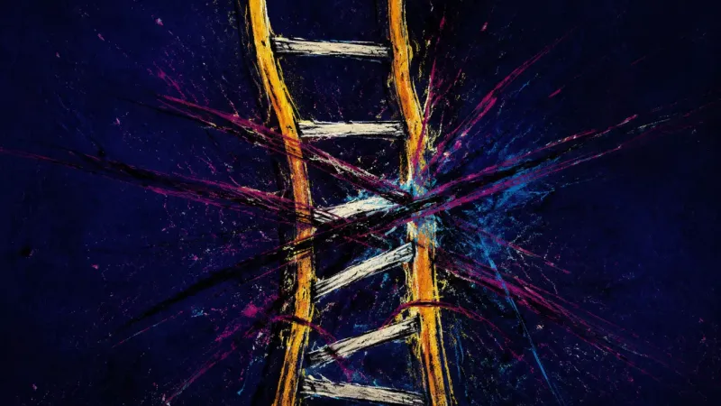 Bent Rungs A warped ladder trapped in crossing lines, representing perfectionism that turns fragmented evening