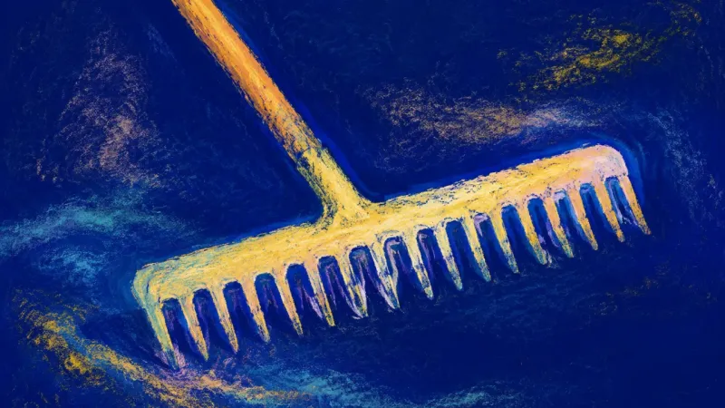 Return to Practice A realigned rake with clean even tines, symbolizing calmer career direction, practical experime