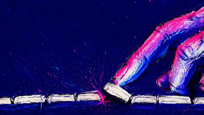 The Unsent Key A single laptop key rubbed loose by restless fingertips, reflecting the stalled urge to send a first