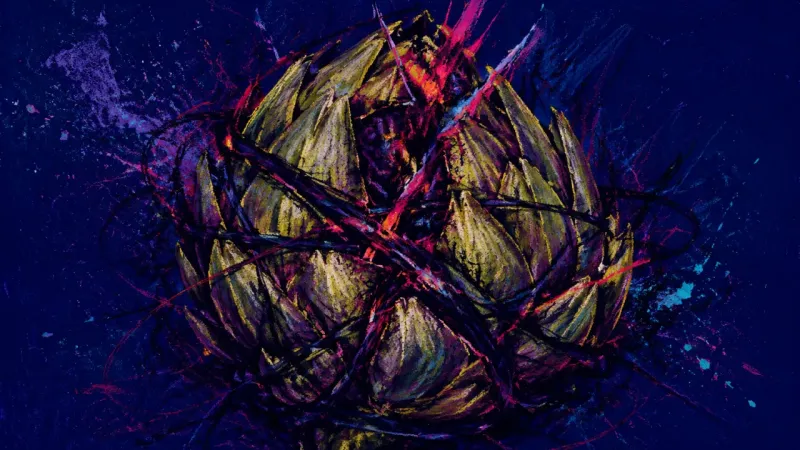 Clenched Layers An abstract visual representation of social entrance anxiety, with a layered form clenched inward by