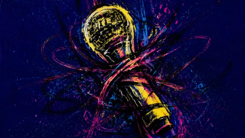 Choked Signal An abstract visual of praise anxiety, where real competence is constricted by self-erasing deflecti