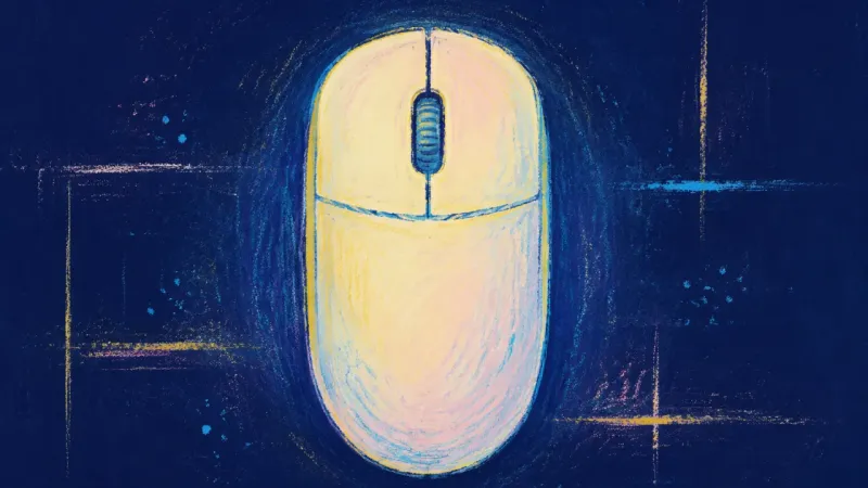Steady Click An abstract computer mouse restored to clean balance, symbolizing submission without turning one ass