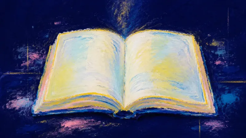 An abstract book opened into balanced order, expressing steadier self-trust and calmer engagement