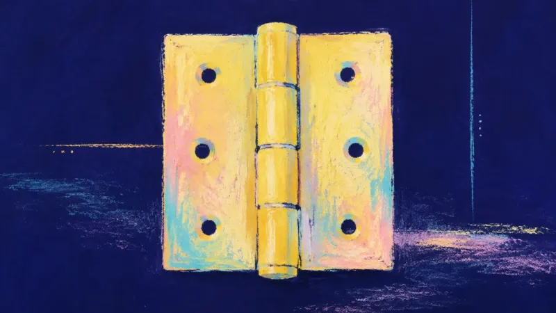 A restored hinge in balanced alignment, representing clear boundaries, honest choice, and a steadier