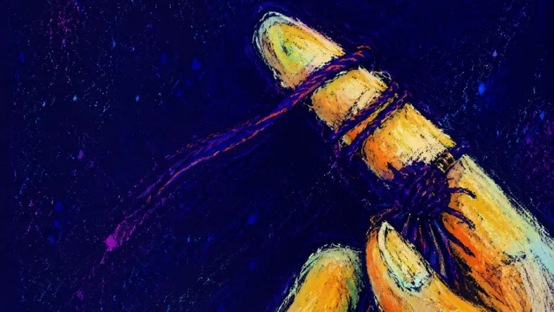 Two fingers wind a graduation tassel into a hard knot, showing how a degree can feel like evidence a