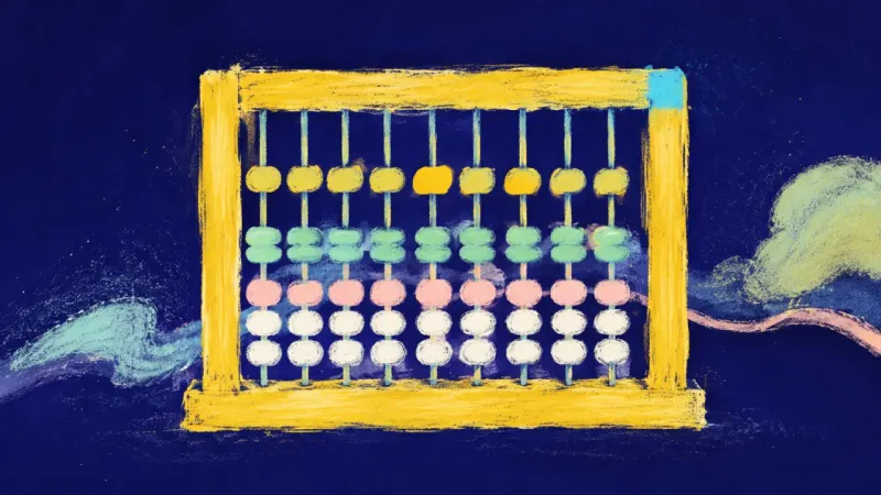 An abacus restored to balanced rows and clean order, representing focused attention, discernment, a