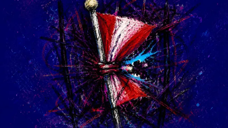 A visual metaphor for late-work paralysis, where shame and overthinking twist clear communication in