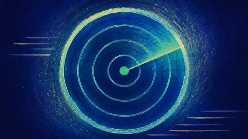 An abstract visual of email anxiety easing into a calm communication rhythm, where attention returns