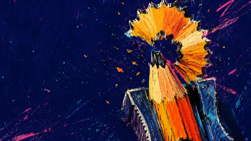 Refined to Ruin An already sharpened pencil forced through a sharpener again until the point snaps, symbolizing over