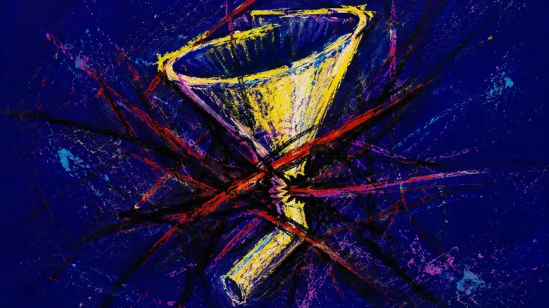 Choked Conduit A warped funnel choked by crossing lines, representing the stress of being used as a go-between in