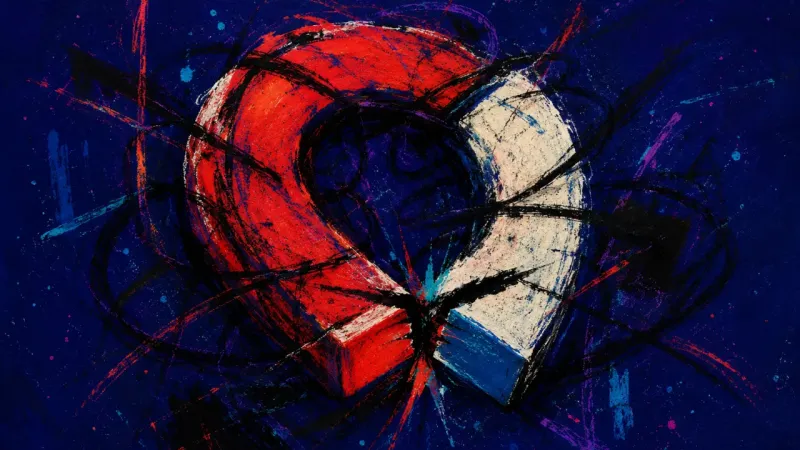 Pulled Off Center An abstract image of internalized criticism during self-review, with a warped form trapped in dense