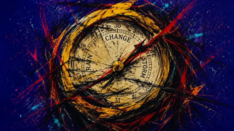 Pinned Needle A warped barometer with a pinned needle, representing money shame, self-judgment, and the trapped of