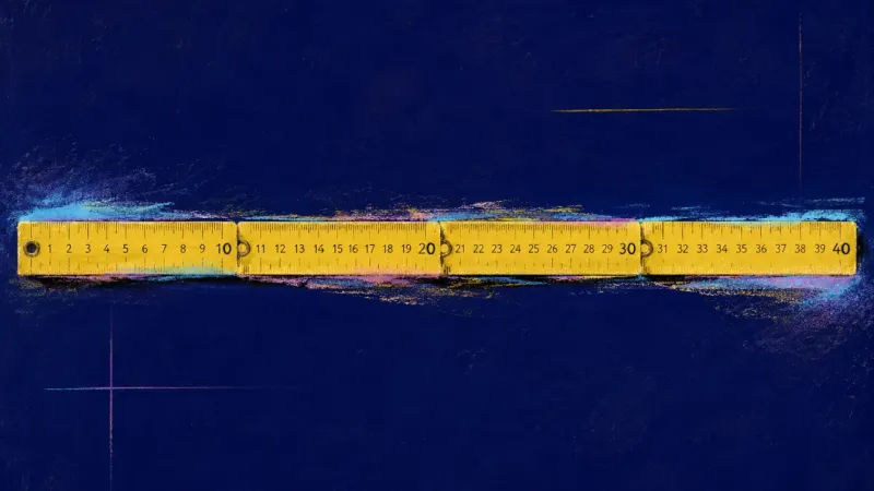 A folding ruler reopened into even alignment, representing clear boundaries, balanced effort, and a