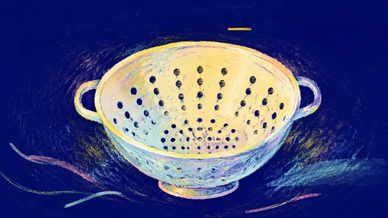 Open Filter A restored colander in a balanced, open form, representing a benefits choice made with self-trust